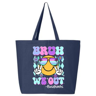 Retro Groovy Bruh We Out Bus Drivers Last Day Of School 25L Jumbo Tote