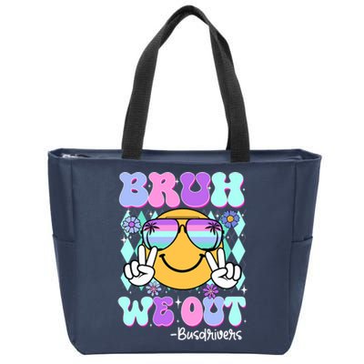 Retro Groovy Bruh We Out Bus Drivers Last Day Of School Zip Tote Bag