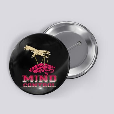 Retro Graphic Brain And Puppet Hand Unique Psychological Button