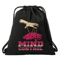 Retro Graphic Brain And Puppet Hand Unique Psychological Drawstring Bag