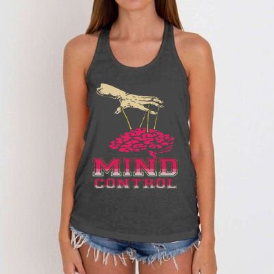 Retro Graphic Brain And Puppet Hand Unique Psychological Women's Knotted Racerback Tank