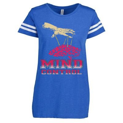 Retro Graphic Brain And Puppet Hand Unique Psychological Enza Ladies Jersey Football T-Shirt