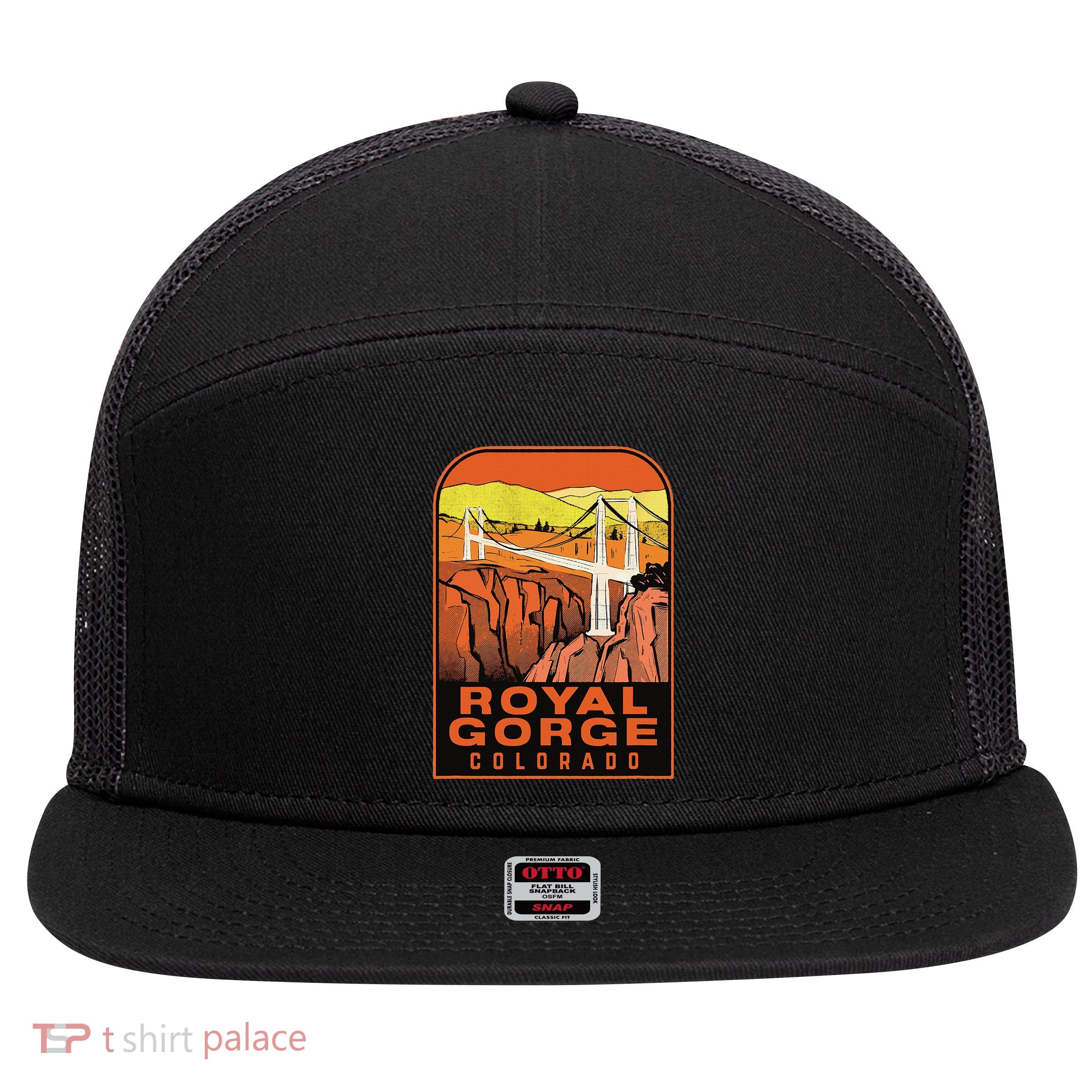 Royal Gorge Bridge Colorado Vintage Travel 7 Panel Mesh Trucker Snapback Hat