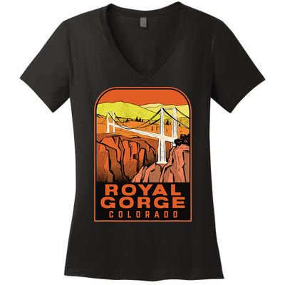 Royal Gorge Bridge Colorado Vintage Travel Women's V-Neck T-Shirt