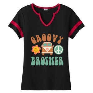 Retro Groovy Brother Matching Family Birthday Party Ladies Halftime Notch Neck Tee