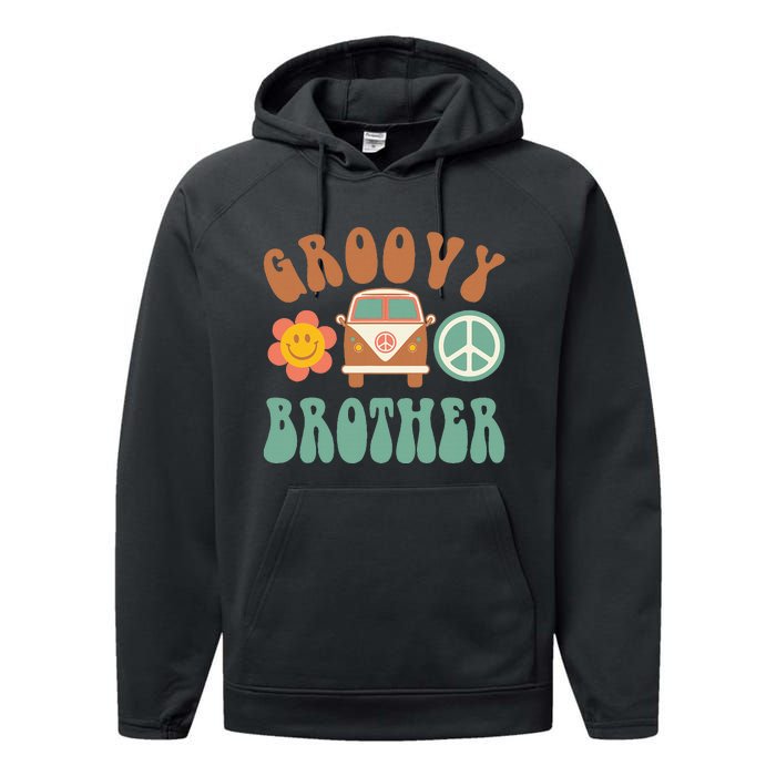 Retro Groovy Brother Matching Family Birthday Party Performance Fleece Hoodie