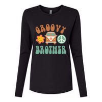 Retro Groovy Brother Matching Family Birthday Party Womens Cotton Relaxed Long Sleeve T-Shirt