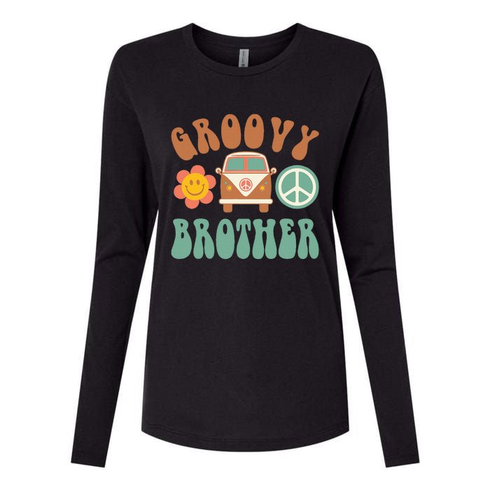 Retro Groovy Brother Matching Family Birthday Party Womens Cotton Relaxed Long Sleeve T-Shirt