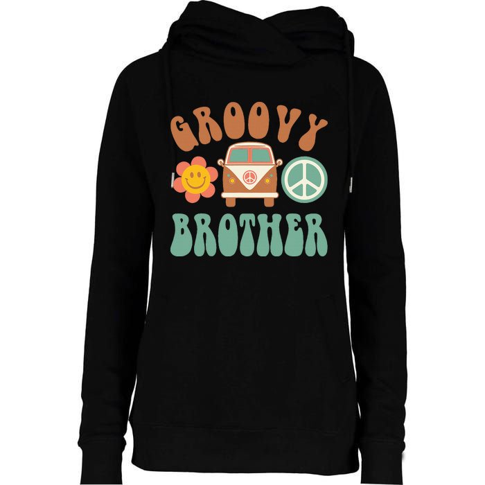 Retro Groovy Brother Matching Family Birthday Party Womens Funnel Neck Pullover Hood