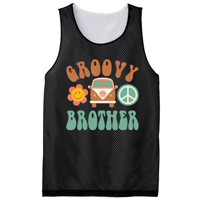 Retro Groovy Brother Matching Family Birthday Party Mesh Reversible Basketball Jersey Tank