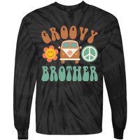 Retro Groovy Brother Matching Family Birthday Party Tie-Dye Long Sleeve Shirt