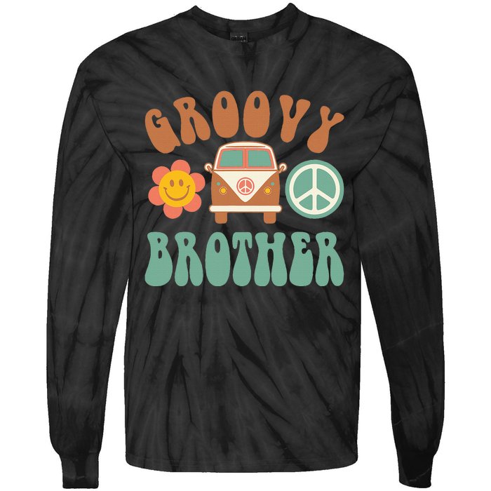 Retro Groovy Brother Matching Family Birthday Party Tie-Dye Long Sleeve Shirt