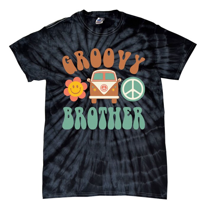 Retro Groovy Brother Matching Family Birthday Party Tie-Dye T-Shirt