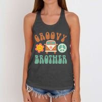 Retro Groovy Brother Matching Family Birthday Party Women's Knotted Racerback Tank