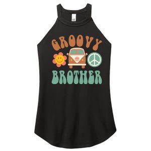 Retro Groovy Brother Matching Family Birthday Party Women's Perfect Tri Rocker Tank