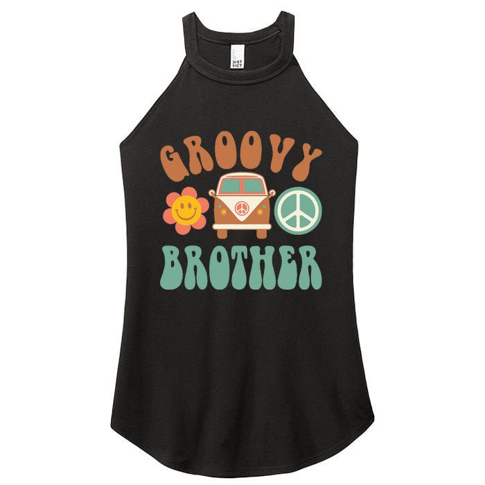 Retro Groovy Brother Matching Family Birthday Party Women's Perfect Tri Rocker Tank