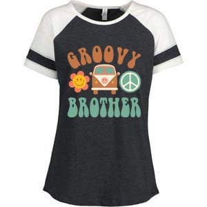 Retro Groovy Brother Matching Family Birthday Party Enza Ladies Jersey Colorblock Tee