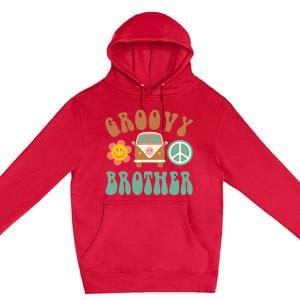 Retro Groovy Brother Matching Family Birthday Party Premium Pullover Hoodie