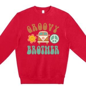 Retro Groovy Brother Matching Family Birthday Party Premium Crewneck Sweatshirt