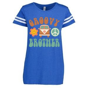 Retro Groovy Brother Matching Family Birthday Party Enza Ladies Jersey Football T-Shirt