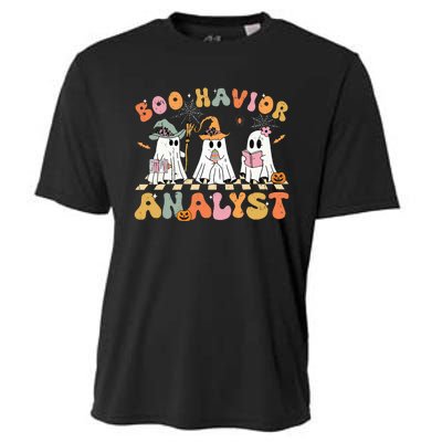 Retro Ghost Boo Havior Analyst Therapist Bcba Halloween Cooling Performance Crew T-Shirt