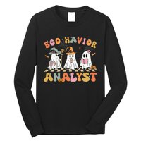 Retro Ghost Boo Havior Analyst Therapist Bcba Halloween Long Sleeve Shirt