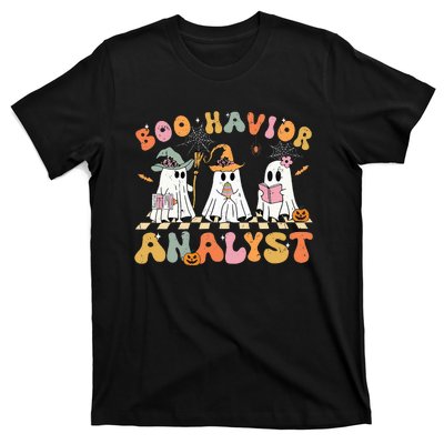 Retro Ghost Boo Havior Analyst Therapist Bcba Halloween T-Shirt