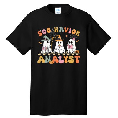 Retro Ghost Boo Havior Analyst Therapist Bcba Halloween Tall T-Shirt