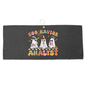 Retro Ghost Boo Havior Analyst Therapist Bcba Halloween Large Microfiber Waffle Golf Towel