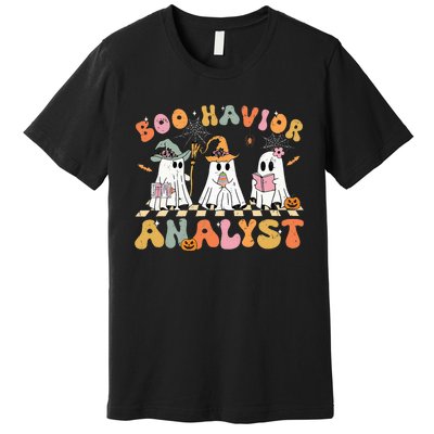 Retro Ghost Boo Havior Analyst Therapist Bcba Halloween Premium T-Shirt