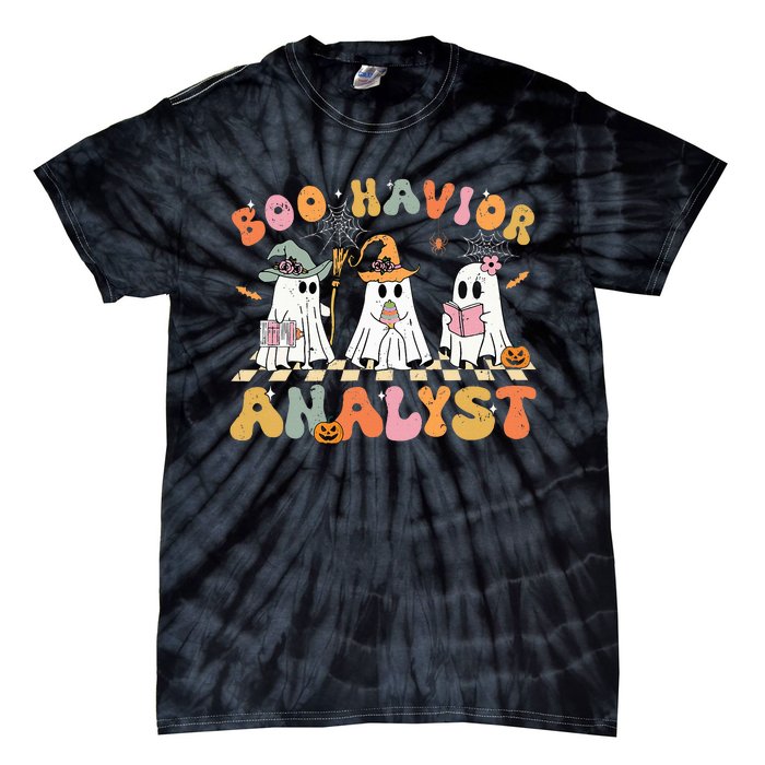 Retro Ghost Boo Havior Analyst Therapist Bcba Halloween Tie-Dye T-Shirt