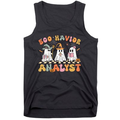 Retro Ghost Boo Havior Analyst Therapist Bcba Halloween Tank Top