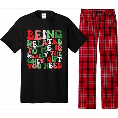 Retro Groovy Being Related To Me Funny Christmas Family Xmas Gift Pajama Set