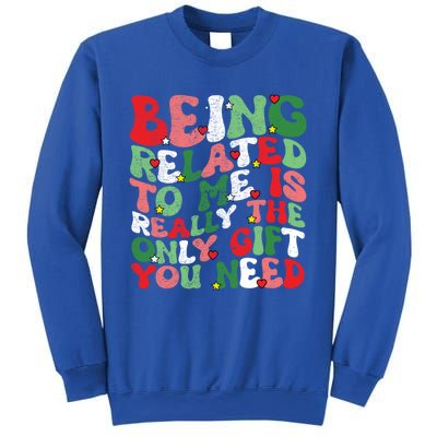 Retro Groovy Being Related To Me Funny Christmas Family Xmas Gift Sweatshirt