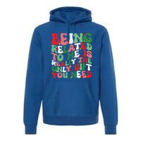 Retro Groovy Being Related To Me Funny Christmas Family Xmas Gift Premium Hoodie