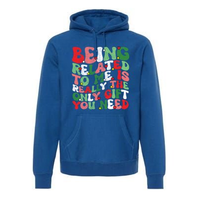 Retro Groovy Being Related To Me Funny Christmas Family Xmas Gift Premium Hoodie