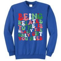 Retro Groovy Being Related To Me Funny Christmas Family Xmas Gift Tall Sweatshirt