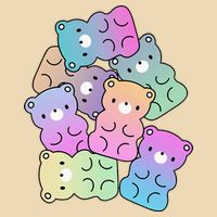 Rainbow Gummy Bear Design Kawaii Aesthetic Ns Drawstring Bag