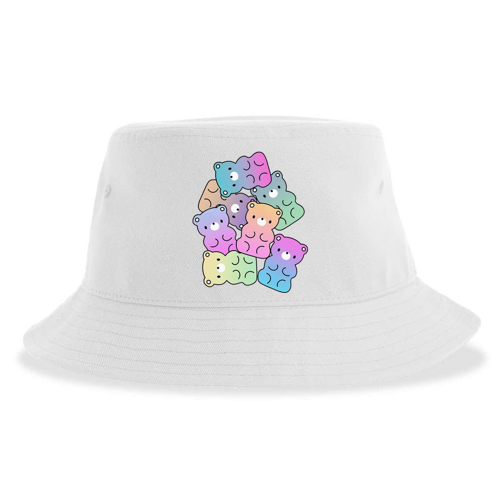 Rainbow Gummy Bear Design Kawaii Aesthetic Ns Sustainable Bucket Hat