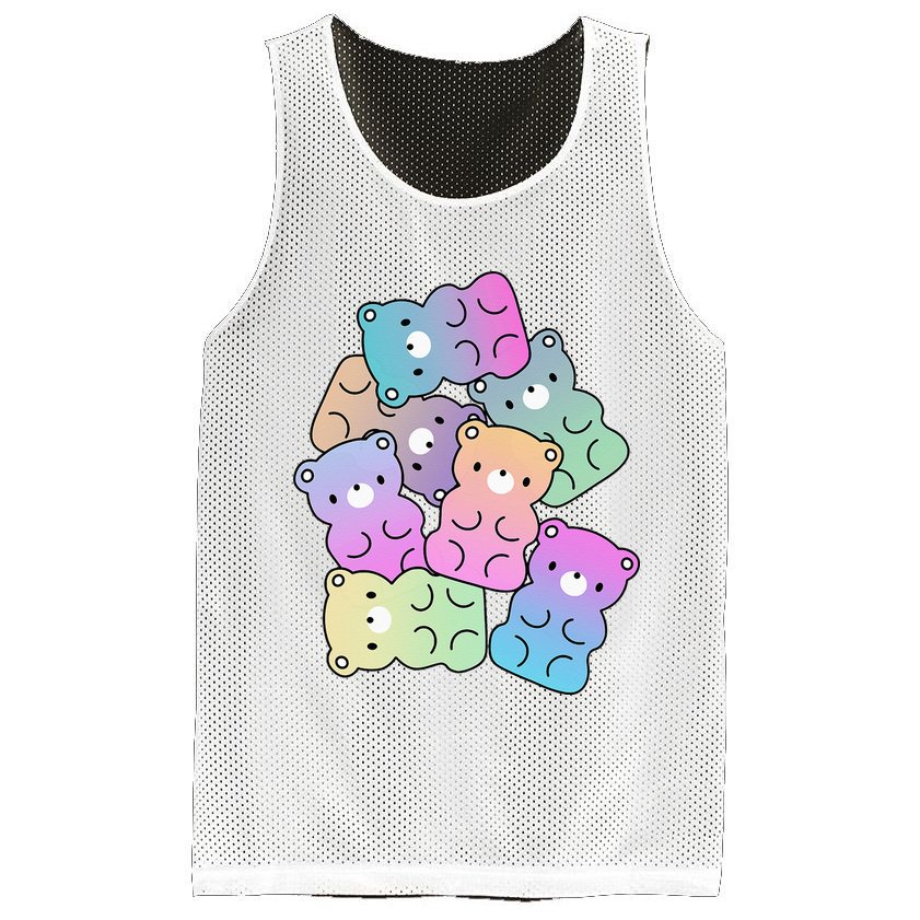 Rainbow Gummy Bear Design Kawaii Aesthetic Ns Mesh Reversible Basketball Jersey Tank
