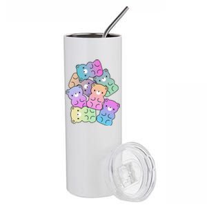 Rainbow Gummy Bear Design Kawaii Aesthetic Ns Stainless Steel Tumbler