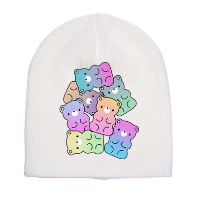 Rainbow Gummy Bear Design Kawaii Aesthetic Ns Short Acrylic Beanie