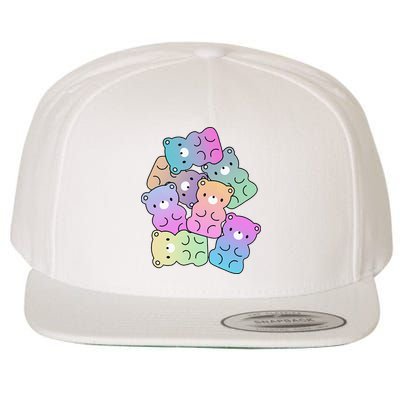 Rainbow Gummy Bear Design Kawaii Aesthetic Ns Wool Snapback Cap