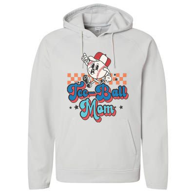 Retro Groovy Baseball Mom Game Day Tball Happy Mother's Day Performance Fleece Hoodie