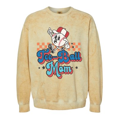 Retro Groovy Baseball Mom Game Day Tball Happy Mother's Day Colorblast Crewneck Sweatshirt