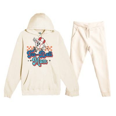 Retro Groovy Baseball Mom Game Day Tball Happy Mother's Day Premium Hooded Sweatsuit Set