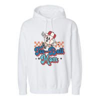 Retro Groovy Baseball Mom Game Day Tball Happy Mother's Day Garment-Dyed Fleece Hoodie