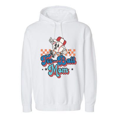 Retro Groovy Baseball Mom Game Day Tball Happy Mother's Day Garment-Dyed Fleece Hoodie