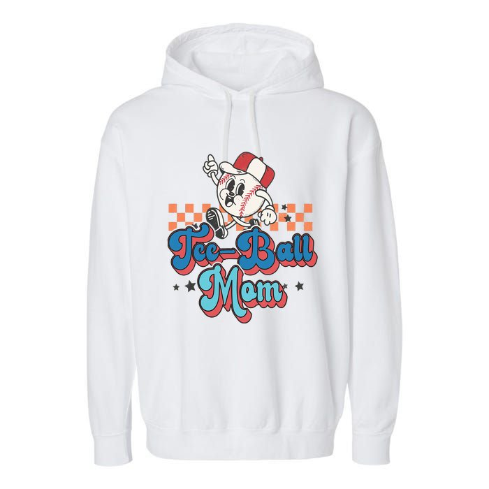 Retro Groovy Baseball Mom Game Day Tball Happy Mother's Day Garment-Dyed Fleece Hoodie