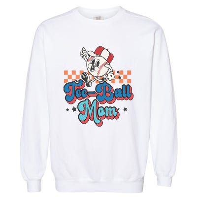 Retro Groovy Baseball Mom Game Day Tball Happy Mother's Day Garment-Dyed Sweatshirt